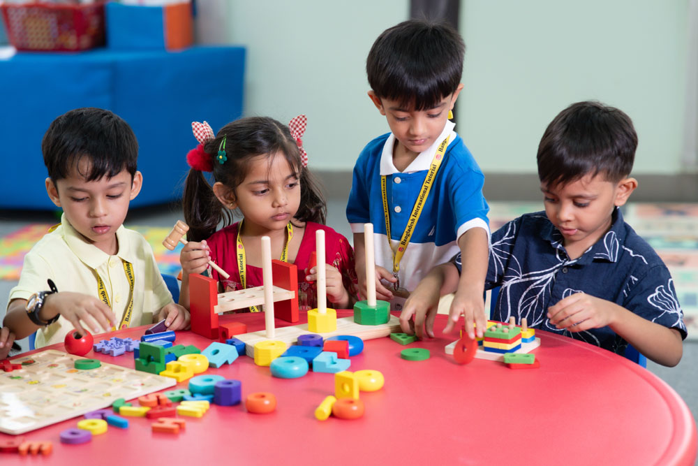 Children playing with blocks