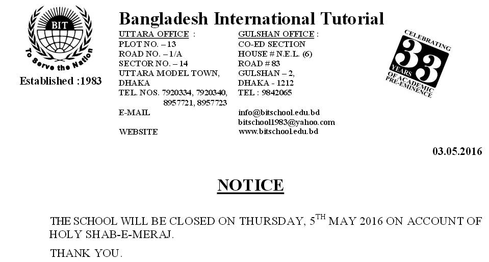Shab-e-Meraj Notice